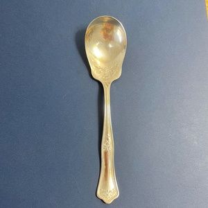 Simeon L & George H Rogers  Berry Sugar Spoon Flor de Lis Marked Silver Nickel
